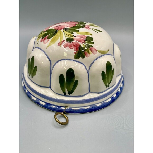 ABC Bassano Ceramic Hand Painted Floral Dessert Mold 1960s Vintage Decor Italy - Picture 6 of 8